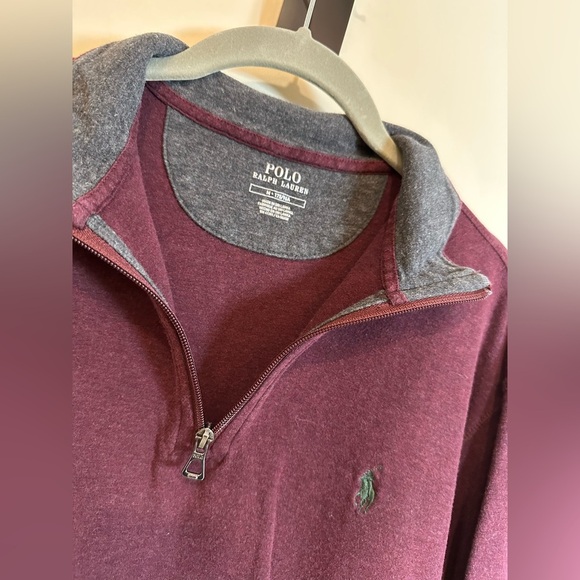 Men’s Medium Polo Ralph Lauren Quarter zip pullover Maroon gray - Picture 3 of 6